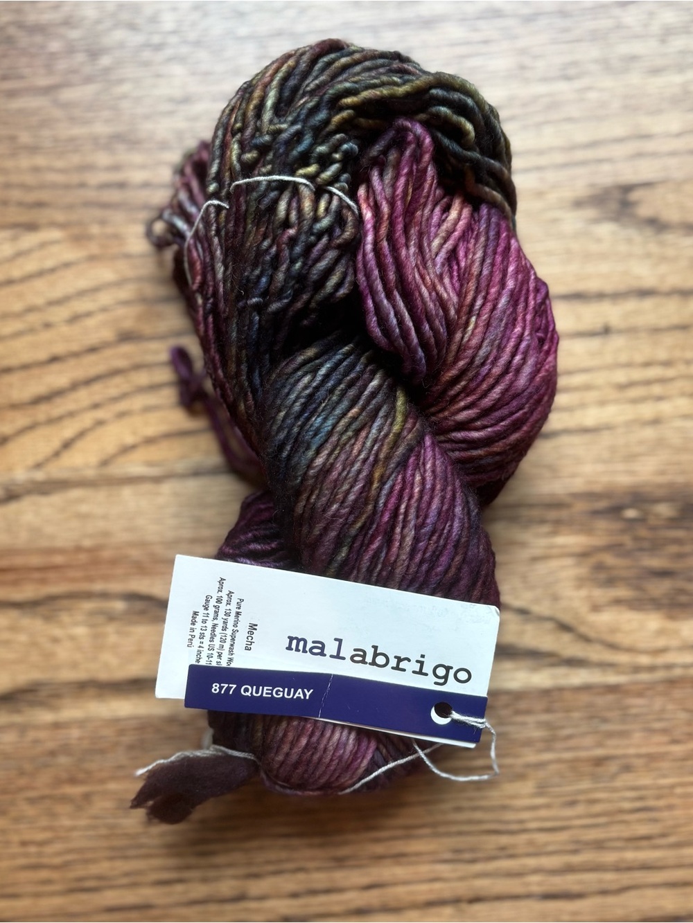 Malabrigo Yarn Mecha 100% Superwash Merino Wool Queguay Single Ply Knit Moody